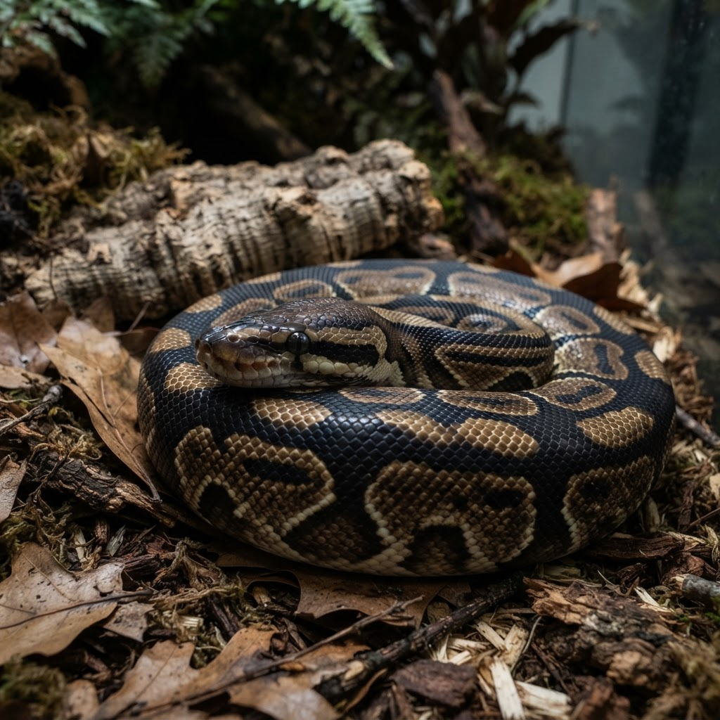 Calon pemilik memegang ball python dengan hati-hati